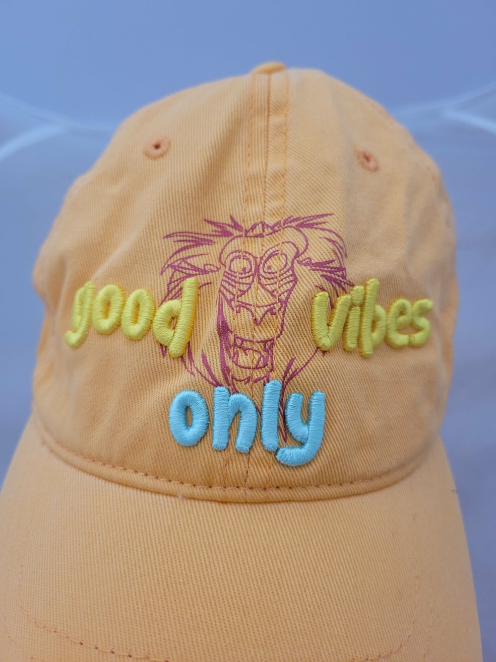 Good Vibes Only Embroidered Peach Baseball Cap
